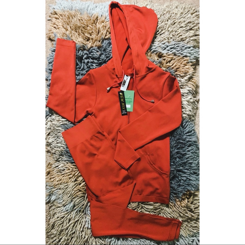 One Size Burnt Orange Legging & Hoodie Set